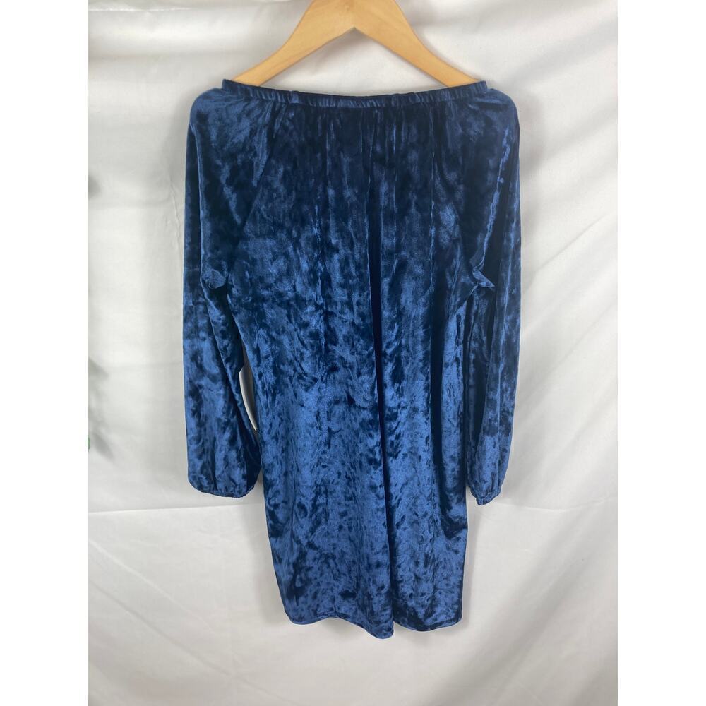 Harper Canyon Girls Blue Chinoise Crushed Velvet Long Sleeves Dress - Picture 2 of 2